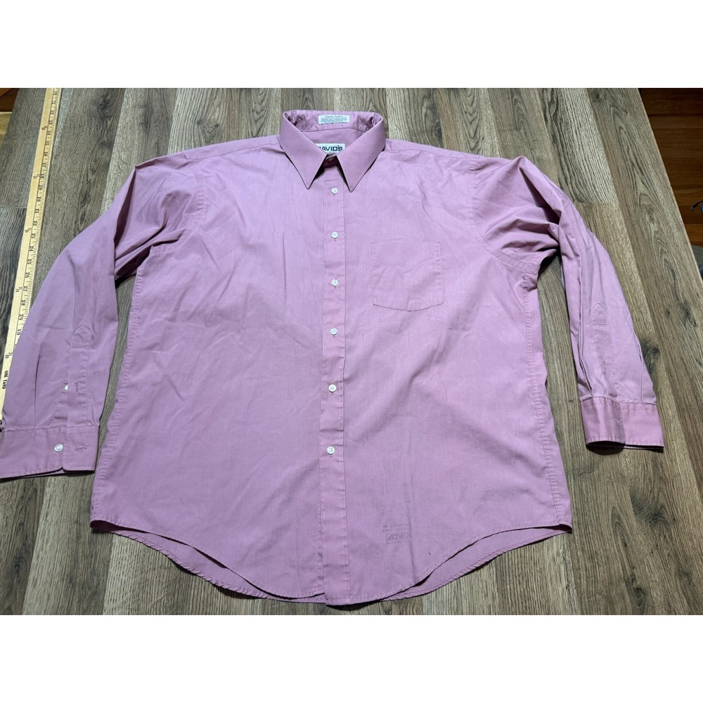David's Enro Shirt, Men's Size 3XL? Pink, Long Sleeve, Button Up, Classic Poplin